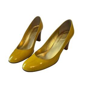 J.Crew Yellow Patent Leather Heels  Size 7  Made in Italy